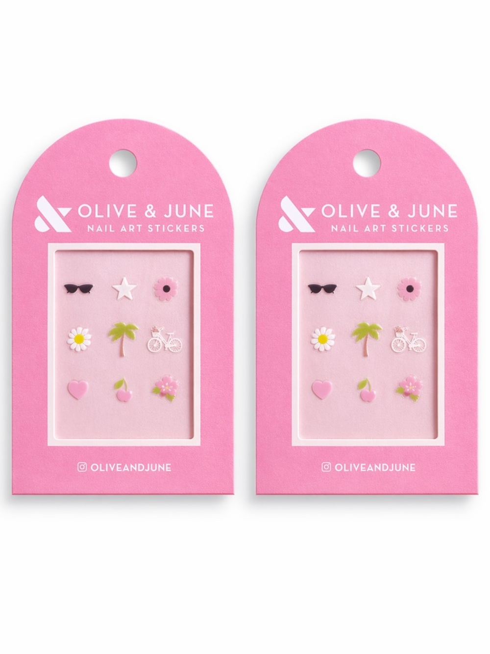 Olive & June Nail Art Stickers 2 Pack Pink Nail Decals Summer Designs NEW